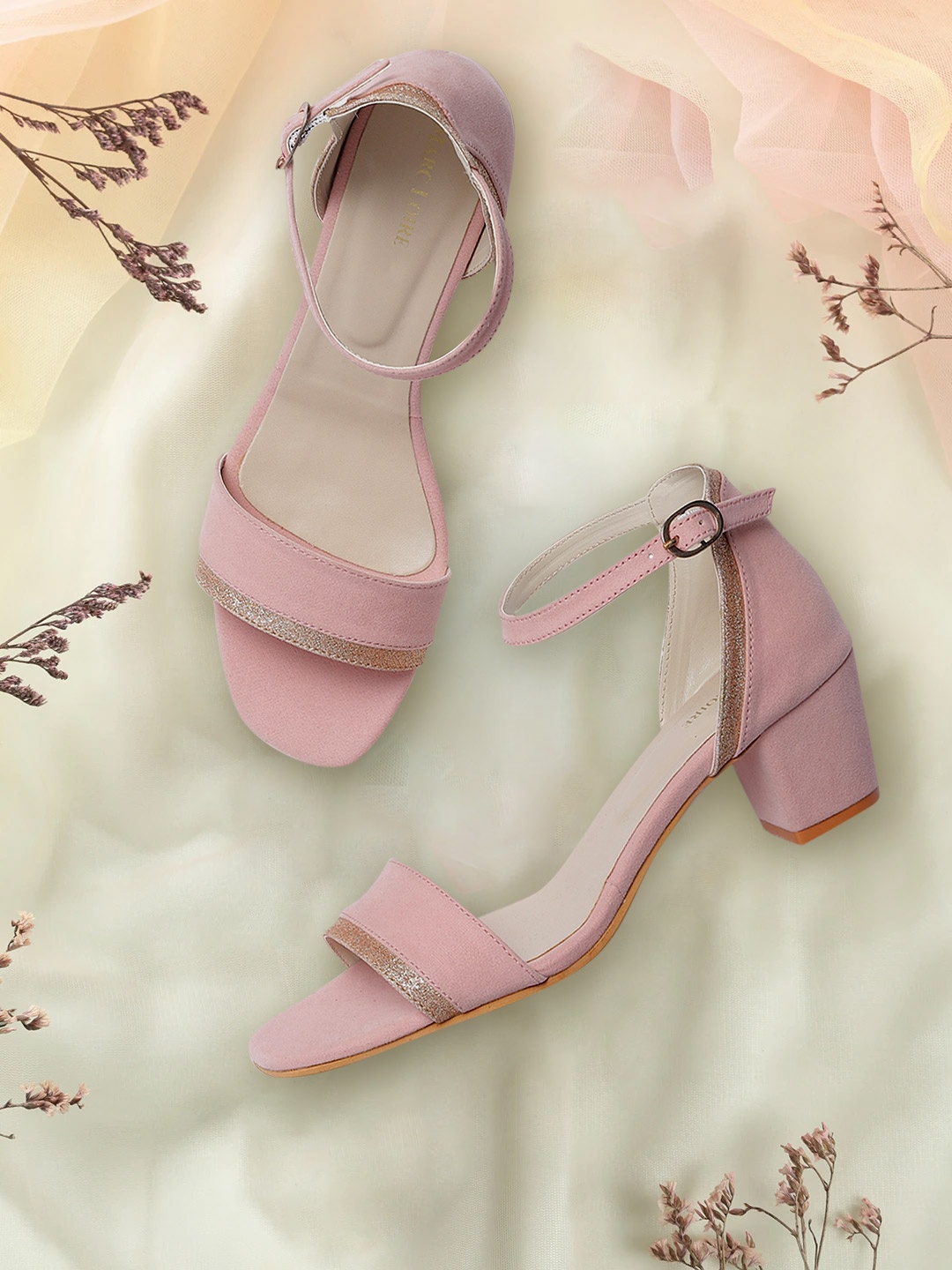 

Marc Loire Pink Suede Block Heel Sandals