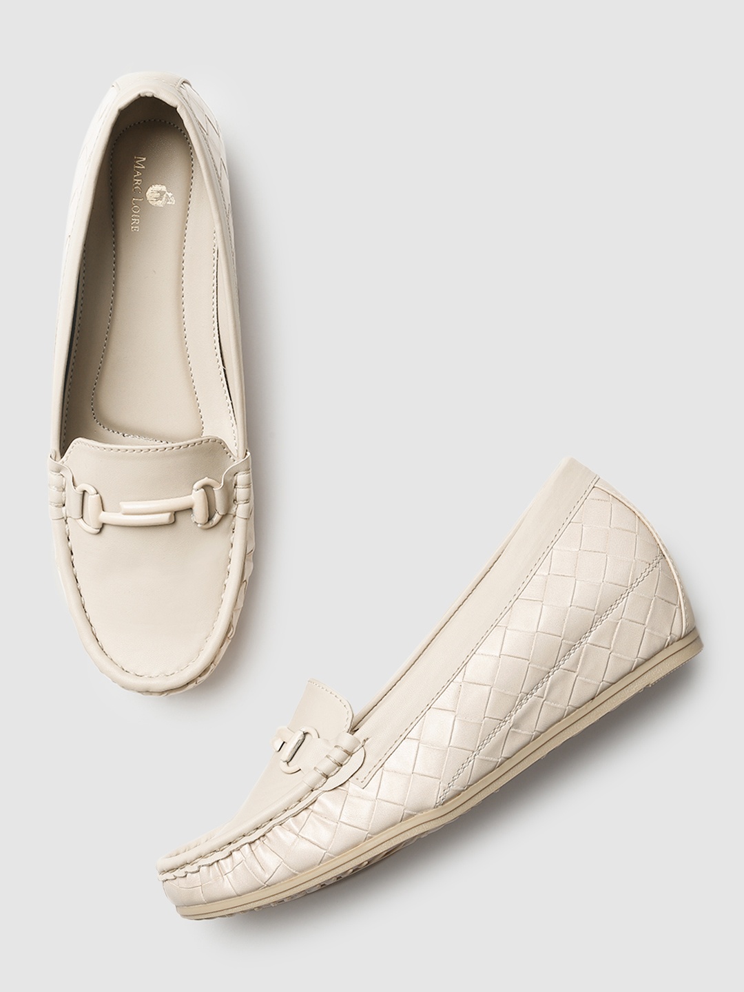 

Marc Loire Cream-Coloured Textured Wedge Loafers