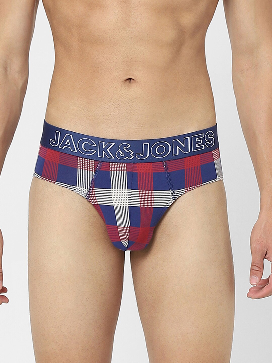 

Jack & Jones Men Multicoloured Checked Cotton Basic Briefs 116793301, Multi