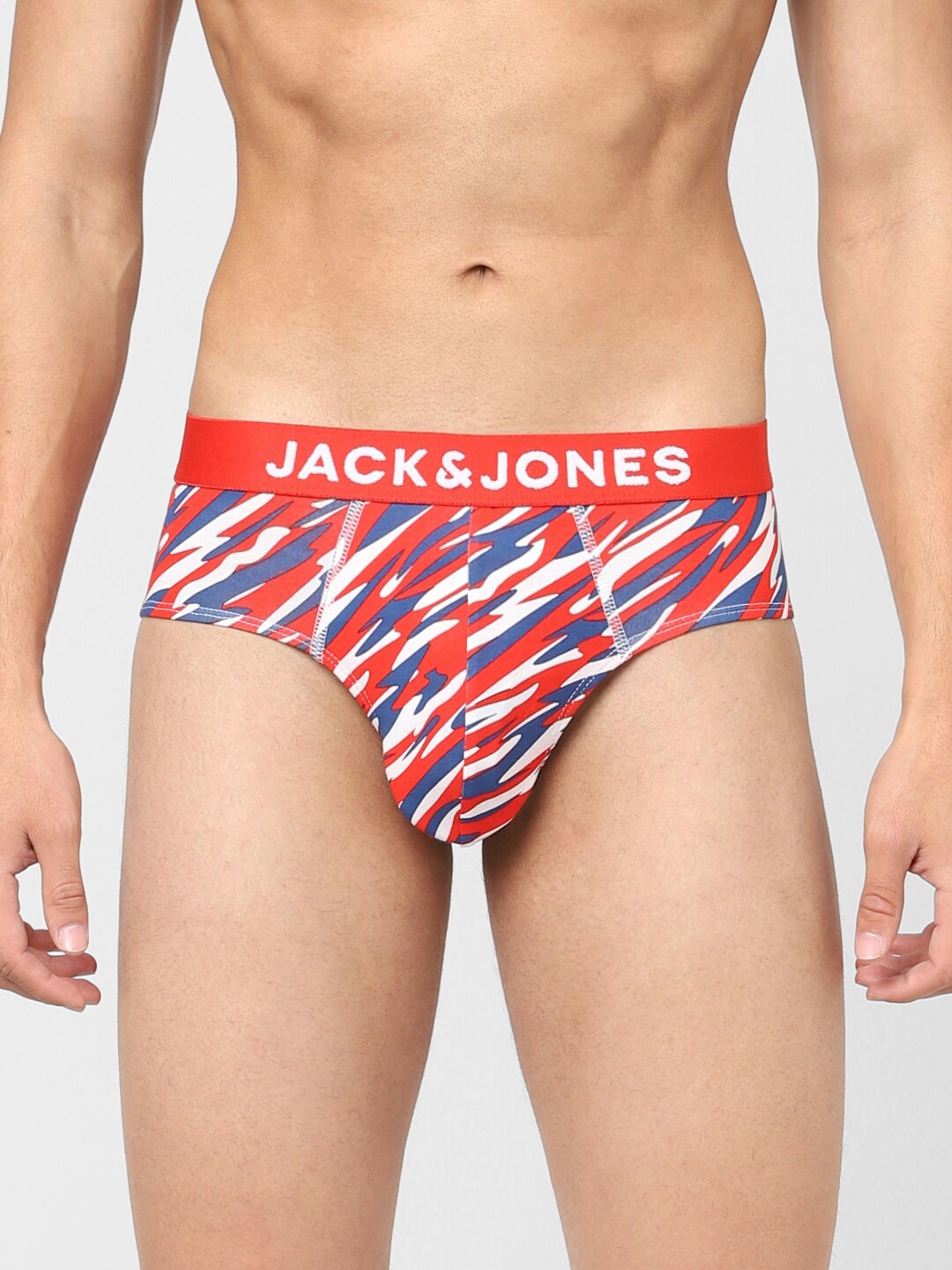 

Jack & Jones Men Red & Blue Printed Cotton Basic Briefs 116792201