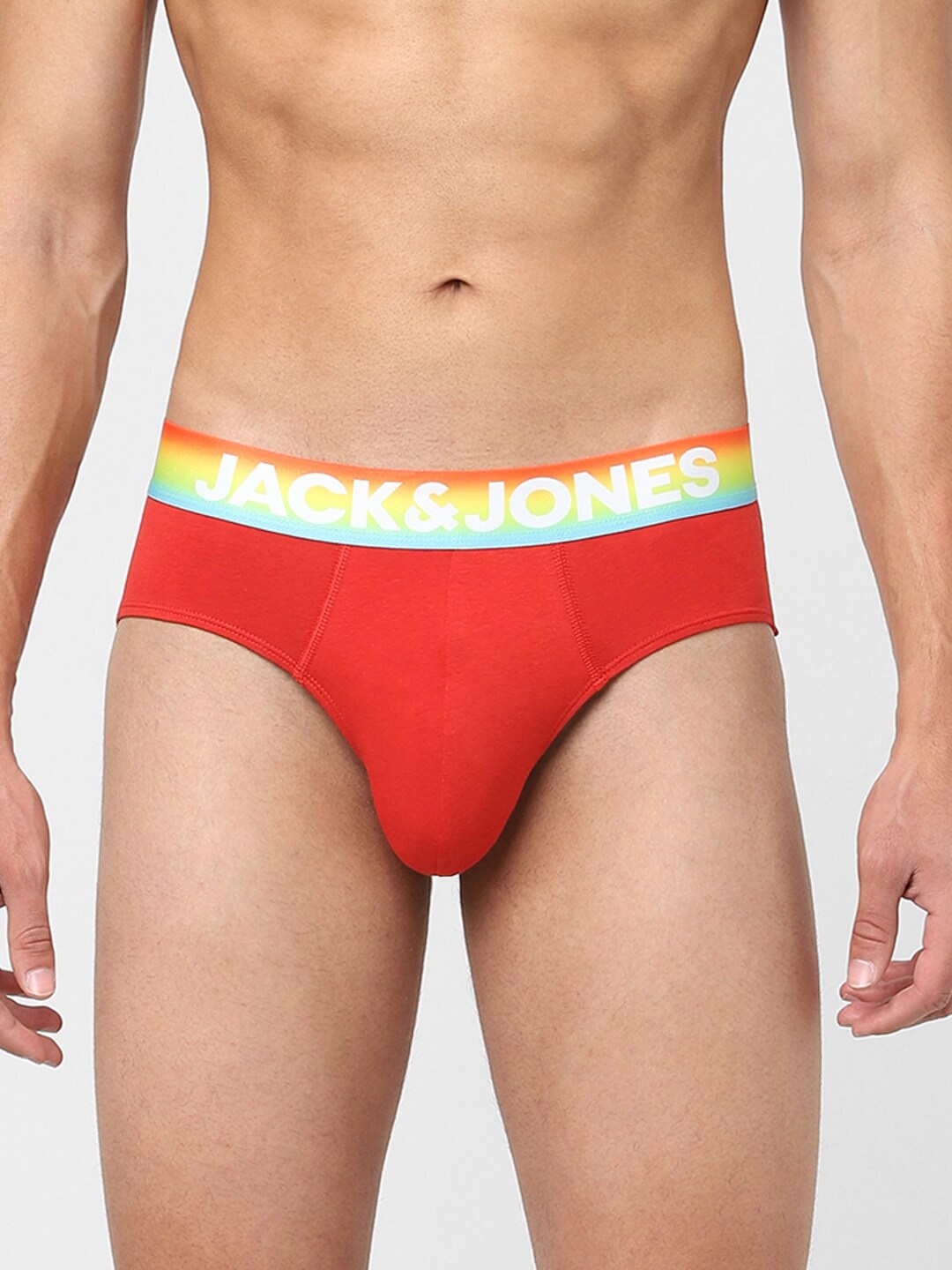 

Jack & Jones Men Red Solid Cotton Basic Briefs 116796003