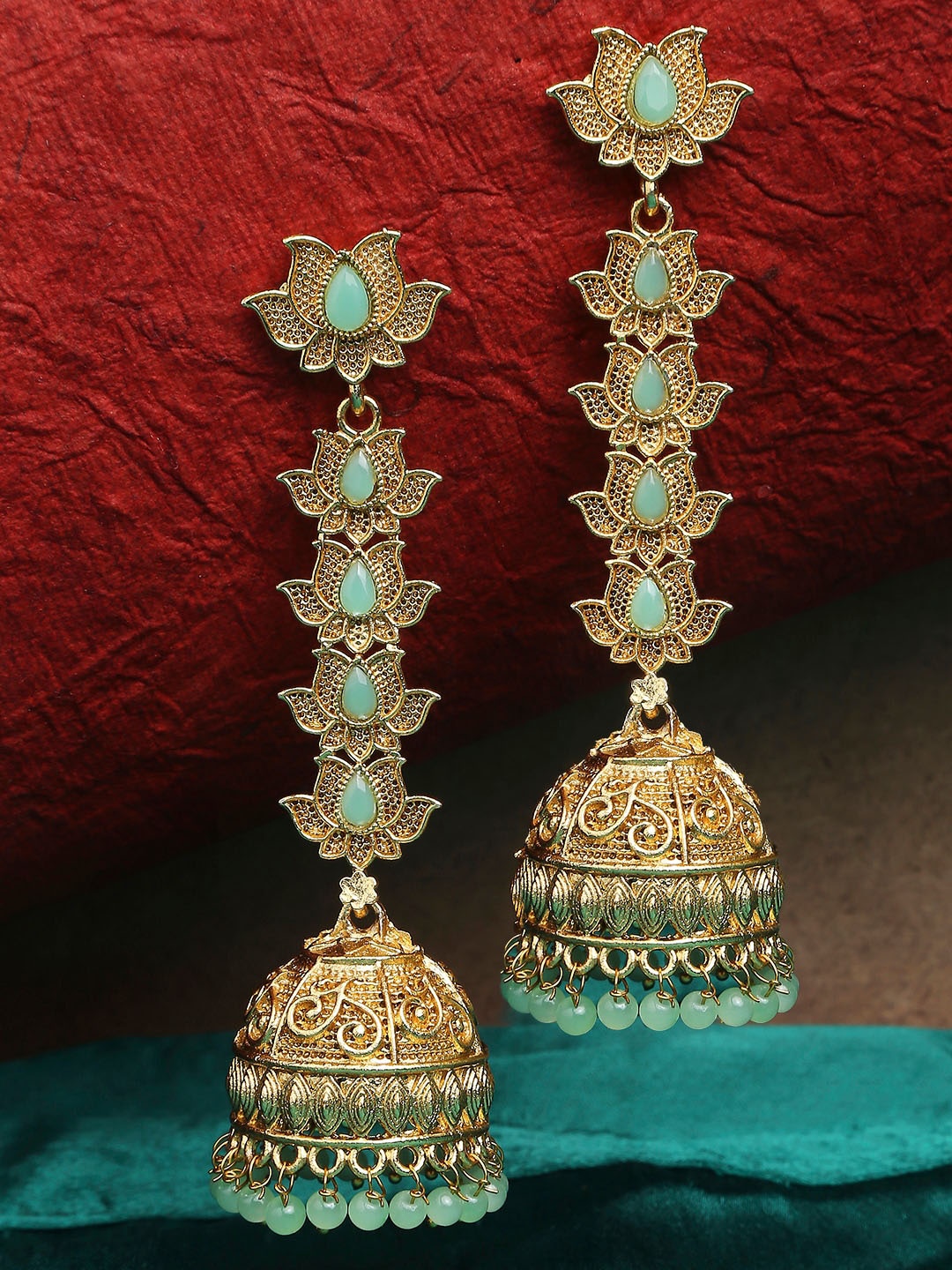 

OOMPH Gold-Toned Floral Jhumkas Earrings