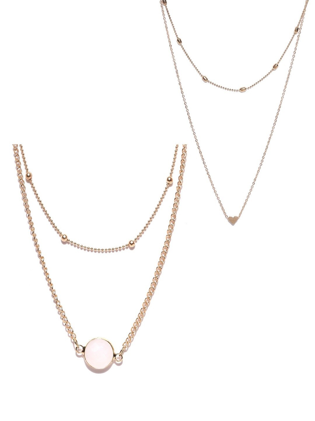 

OOMPH Women Pack Of 2 Gold-Toned Multi Layered Delicated Necklace