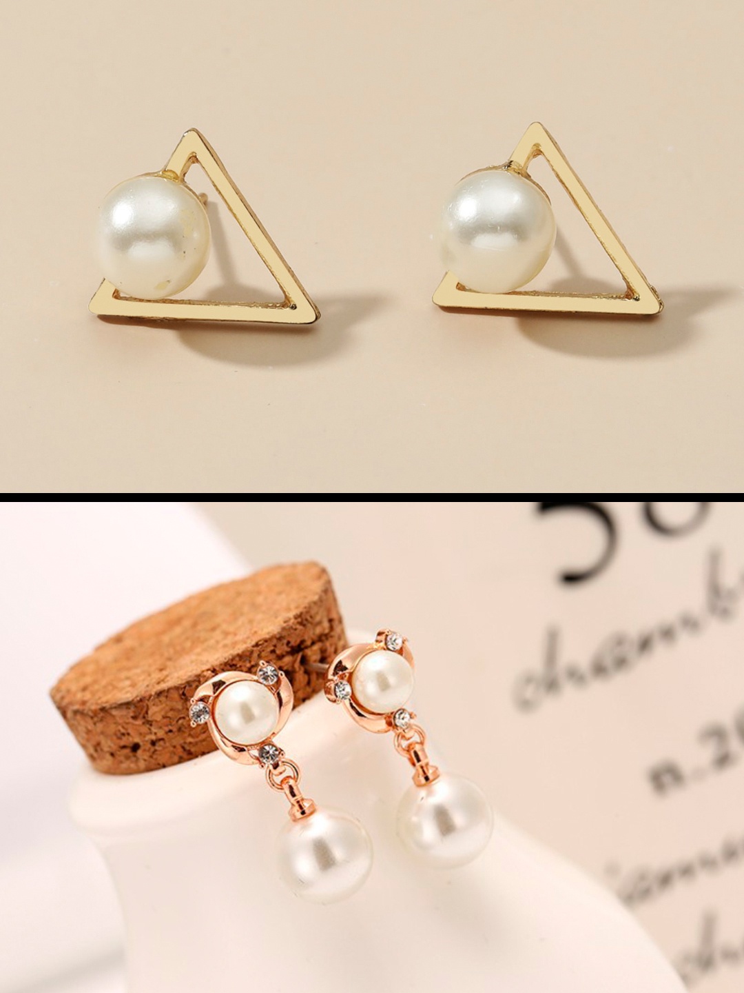 

OOMPH Set of 2 Gold-Toned Geometric Drop Earrings