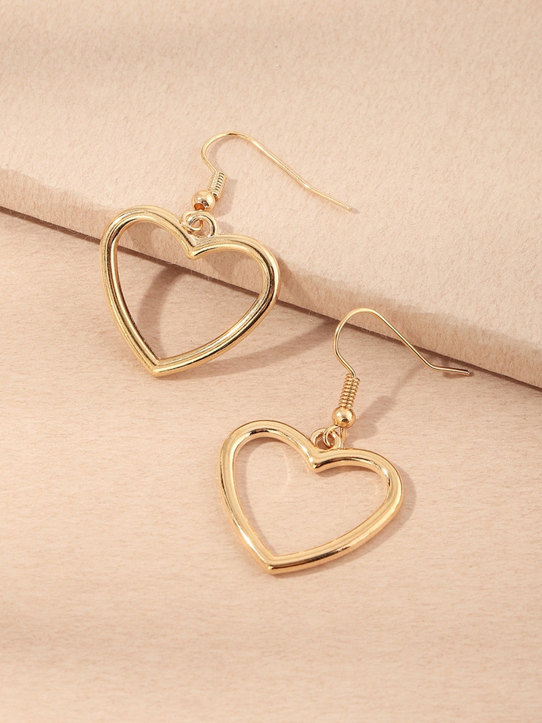 

OOMPH Gold-Toned Heart Shaped Drop Earrings