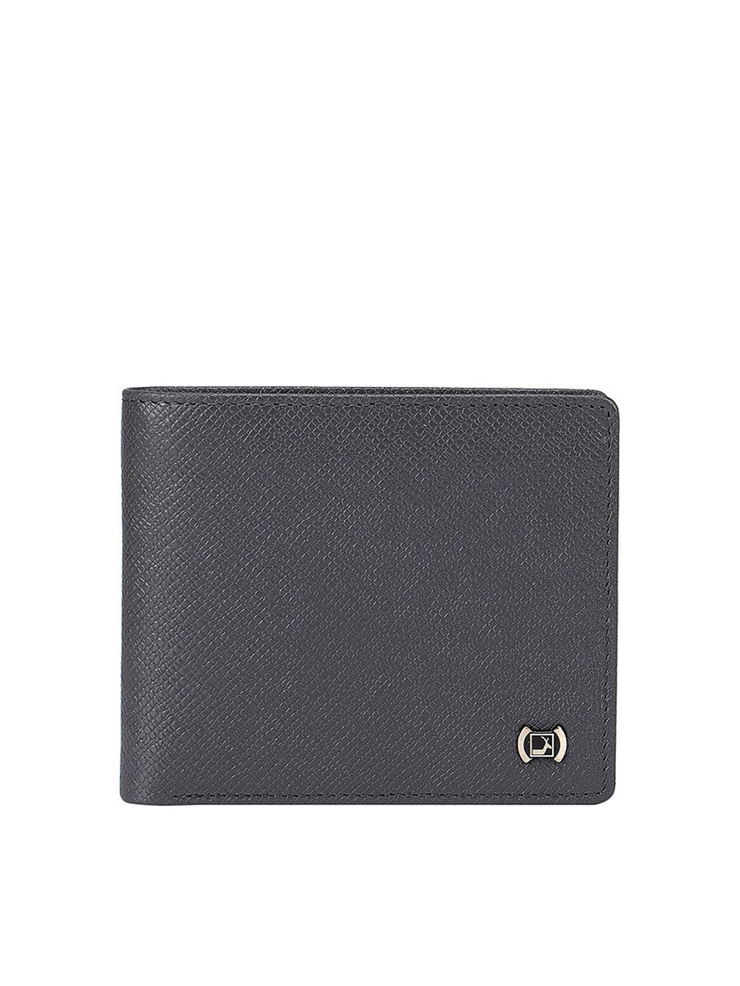 

Da Milano Men Grey Textured Leather Two Fold Wallet