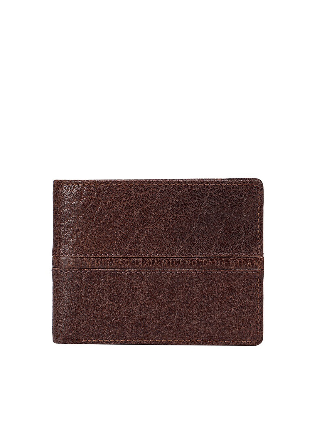 

Da Milano Men Brown Textured Leather Two Fold Wallet