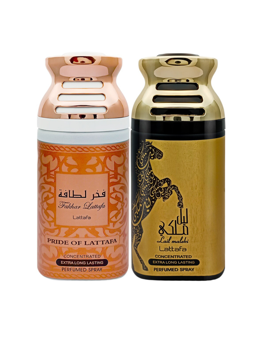 

Lattafa Set of Fakhar Pride of Lattafa & Lail Maleki Perfumed Sprays - 250 ml Each, Orange