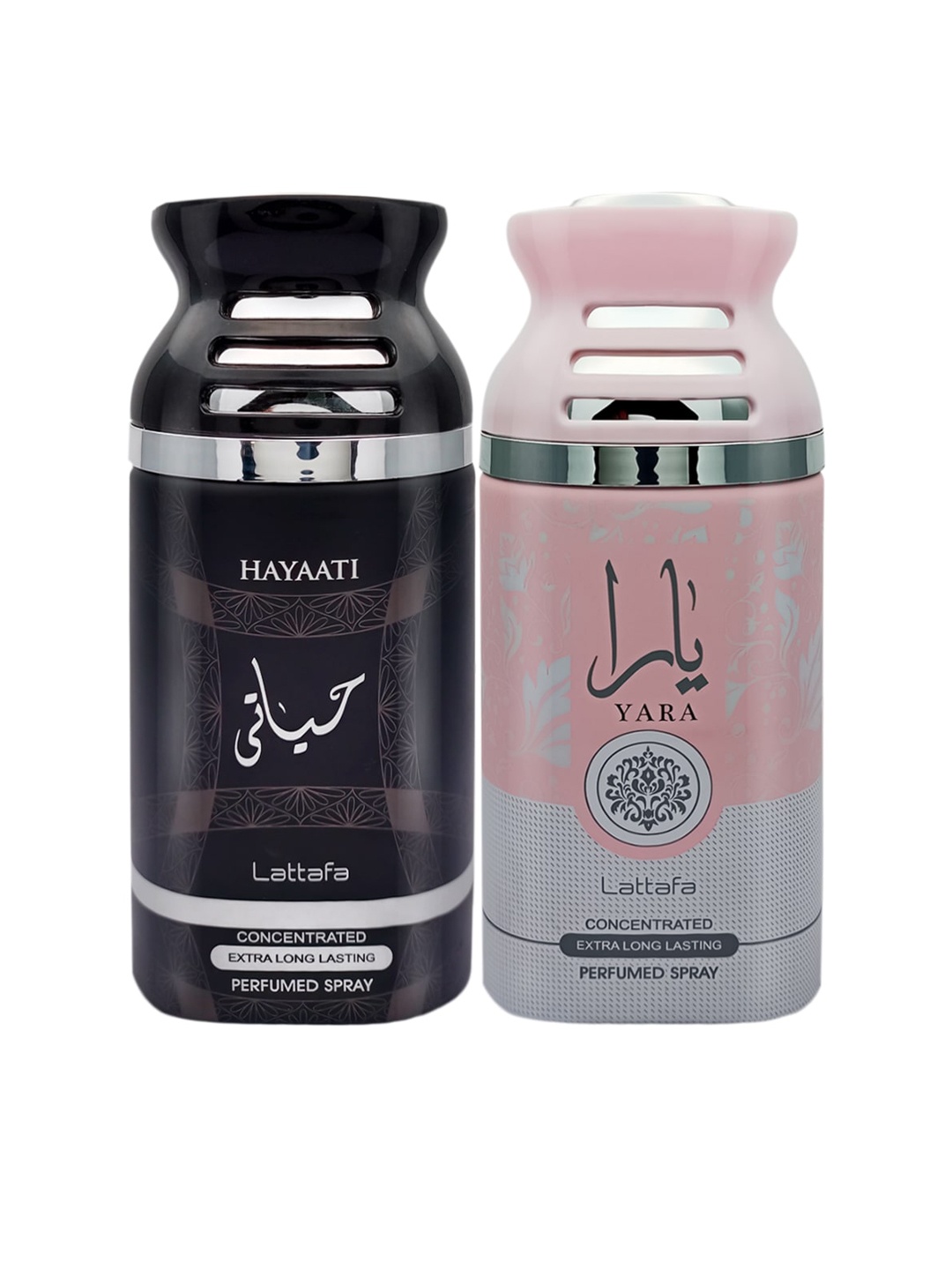 

Lattafa Set of Yara & Haayati Long-Lasting Perfumed Sprays - 250 ml Each, Black