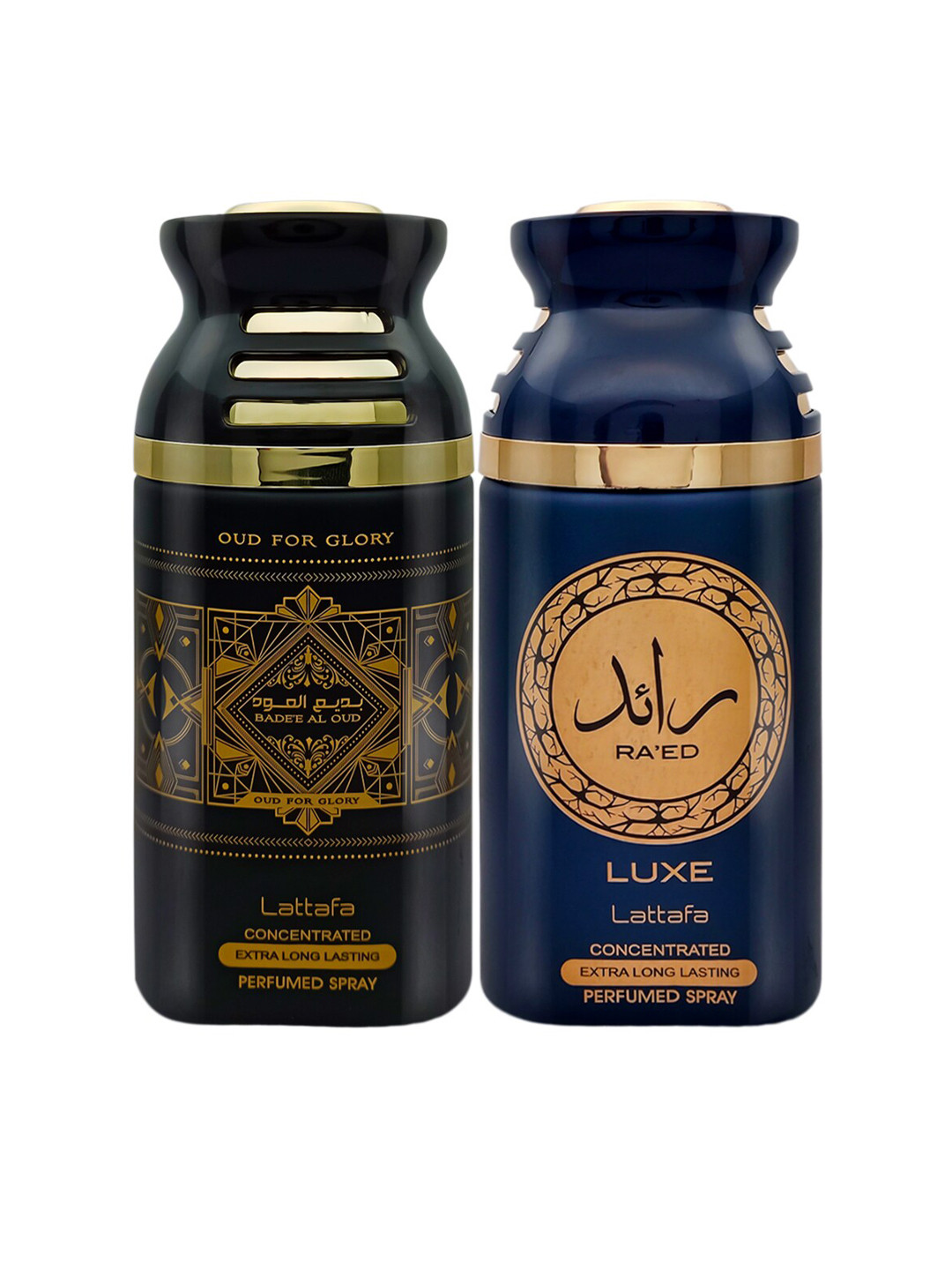 

Lattafa Set of Oud for Glory & Ra'ed Luxe Long-Lasting Perfumed Sprays - 250 ml Each, Black