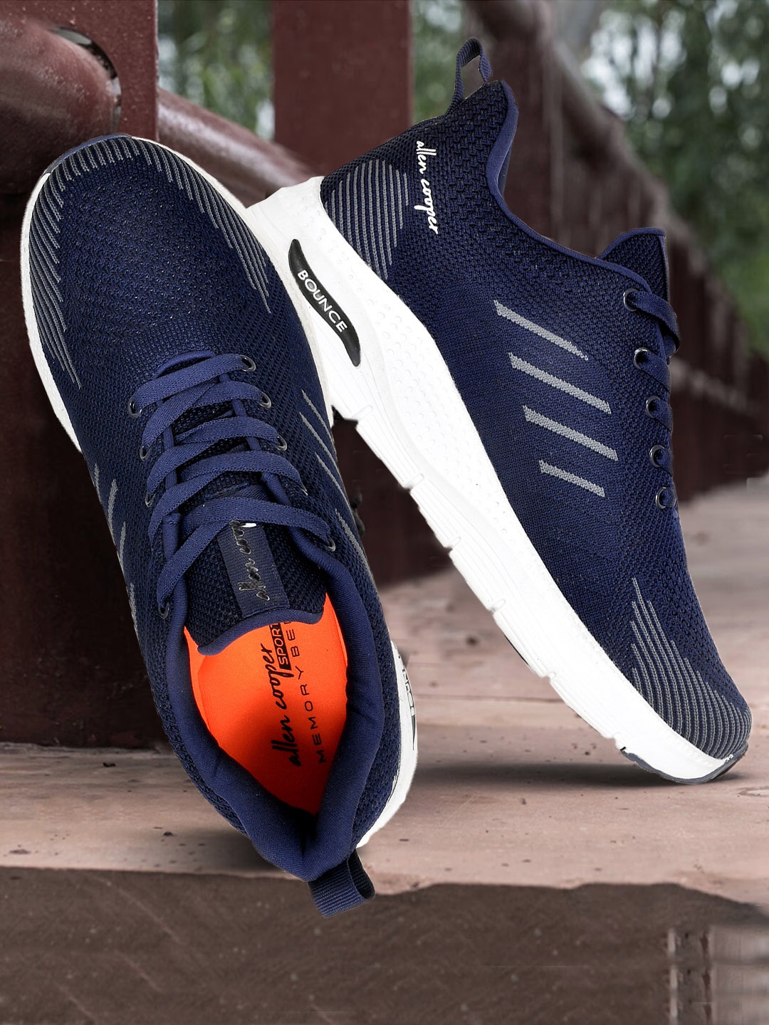 

Allen Cooper Men Navy Blue & Grey Mesh Running Non-Marking Shoes