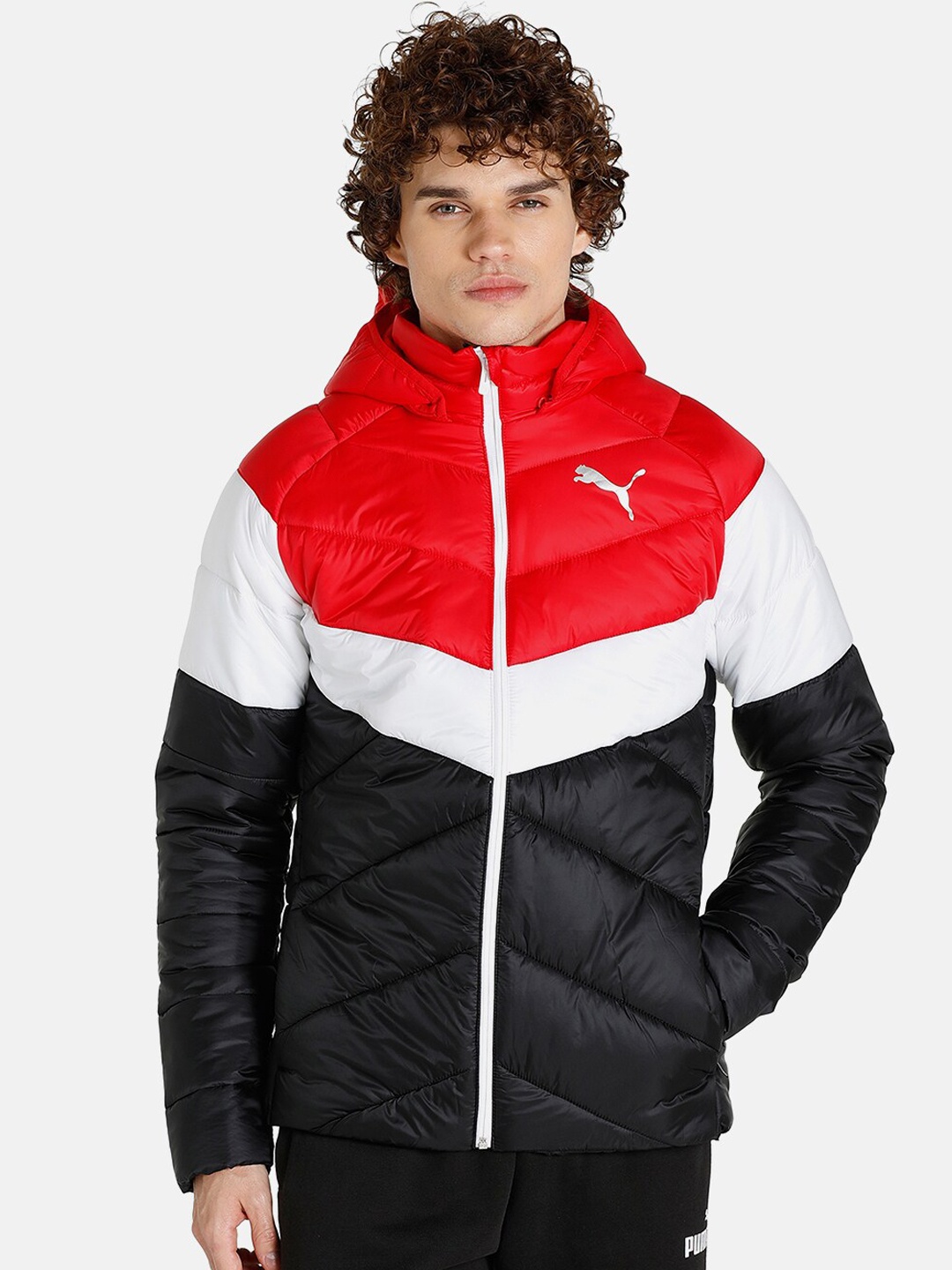 

Puma Men Black & Red Colourblocked Padded Jacket