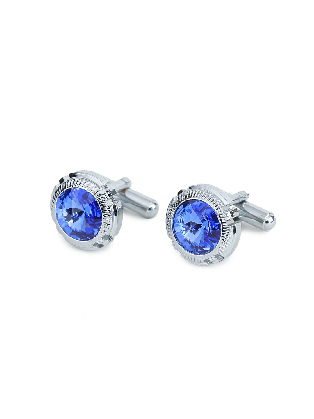 

ELLIS Men Blue & Silver-Toned Round Cufflink & Tie Pin Set