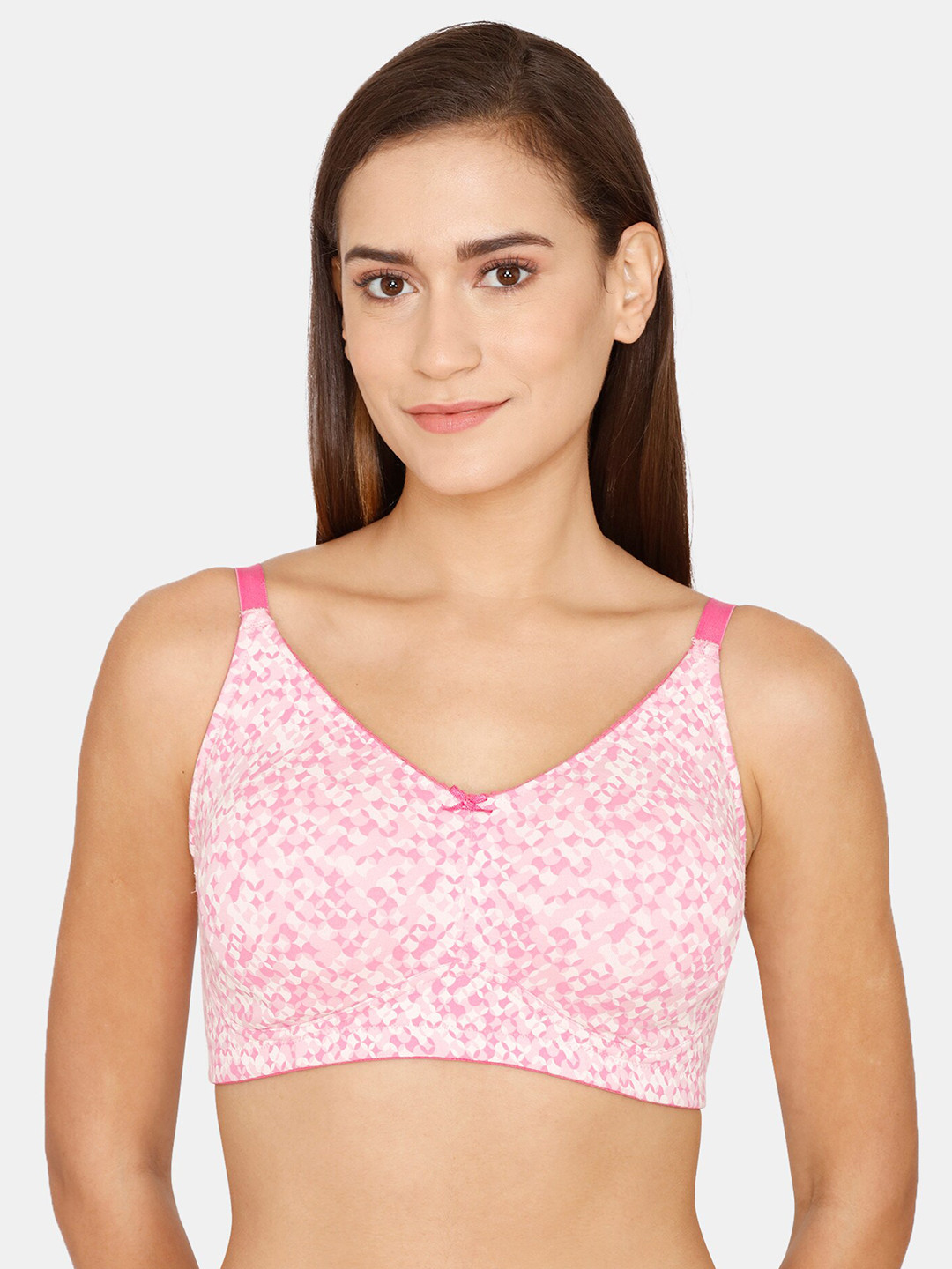 

Zivame Pink & White Abstract Bra
