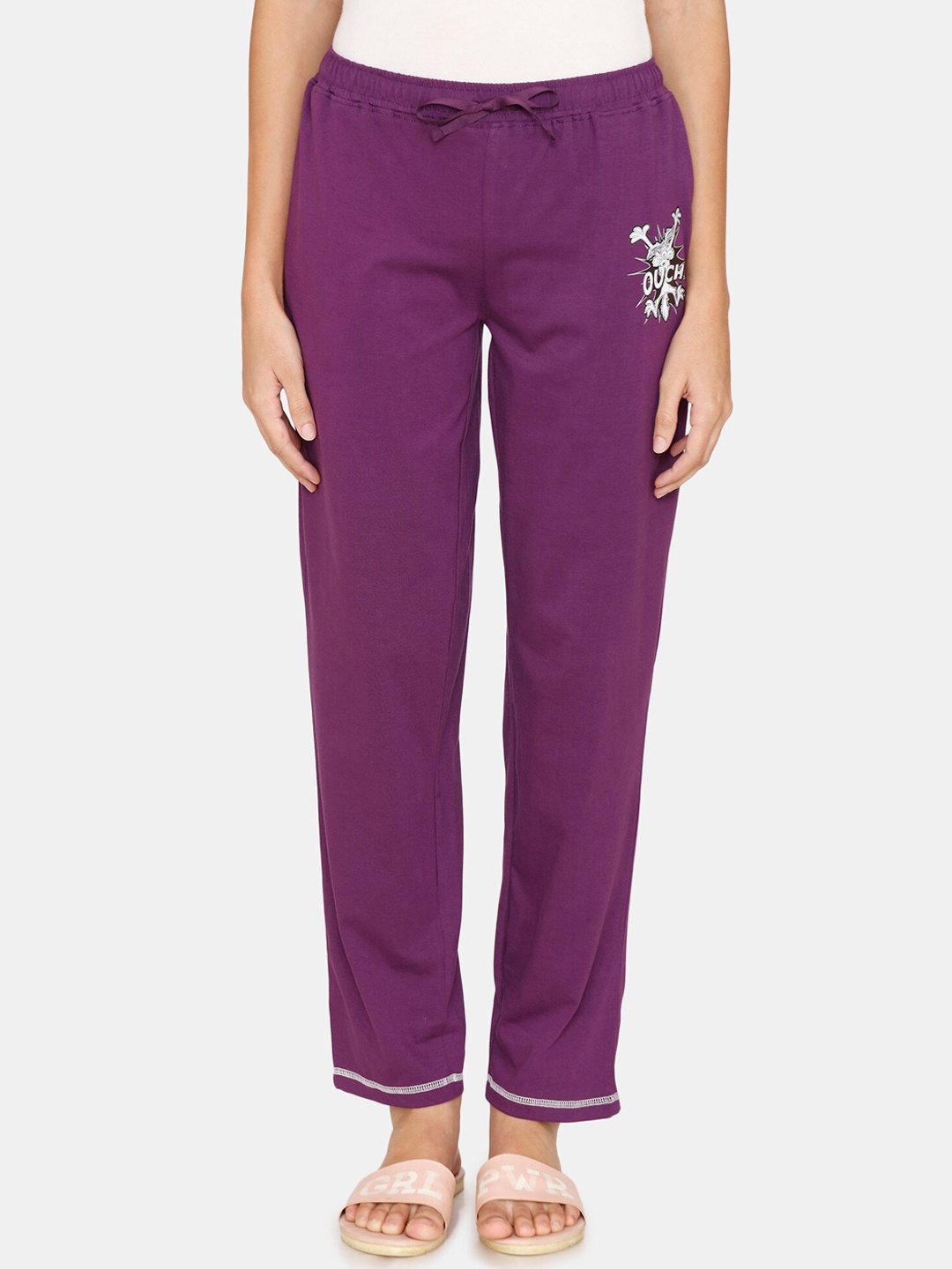 

Zivame Women Purple Looney Tunes Printed Lounge Pants