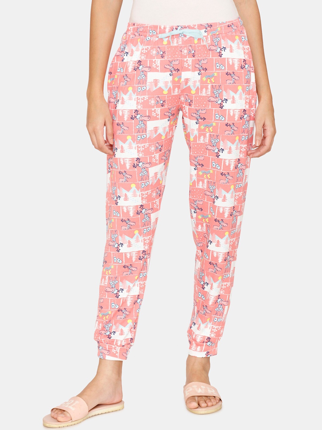 

Zivame Women Pink Printed Lounge Pants