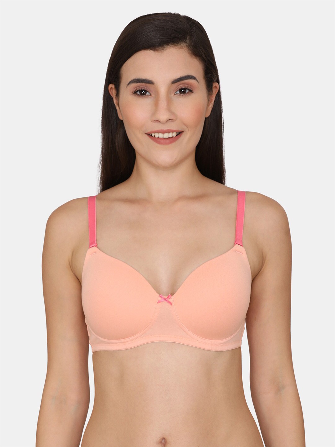 

Zivame Pink Lightly Padded Non Wired All Day Comfort Seamless T Shirt Bra