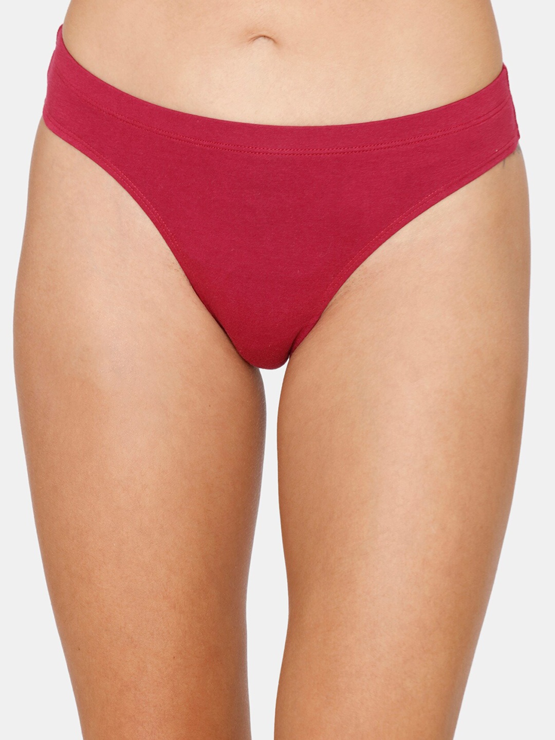 

Zivame Women Red Solid Pure Cotton Thong Briefs