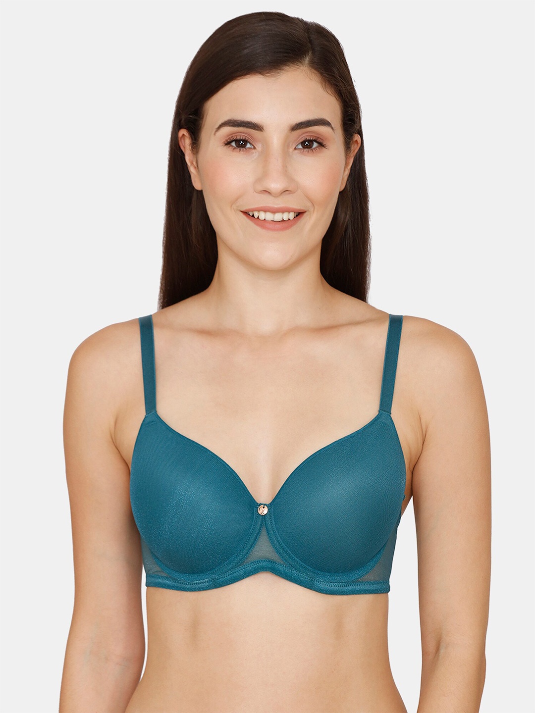 

Zivame Women Teal Underwired Lightly Padded Seamless T-Shirt Bra