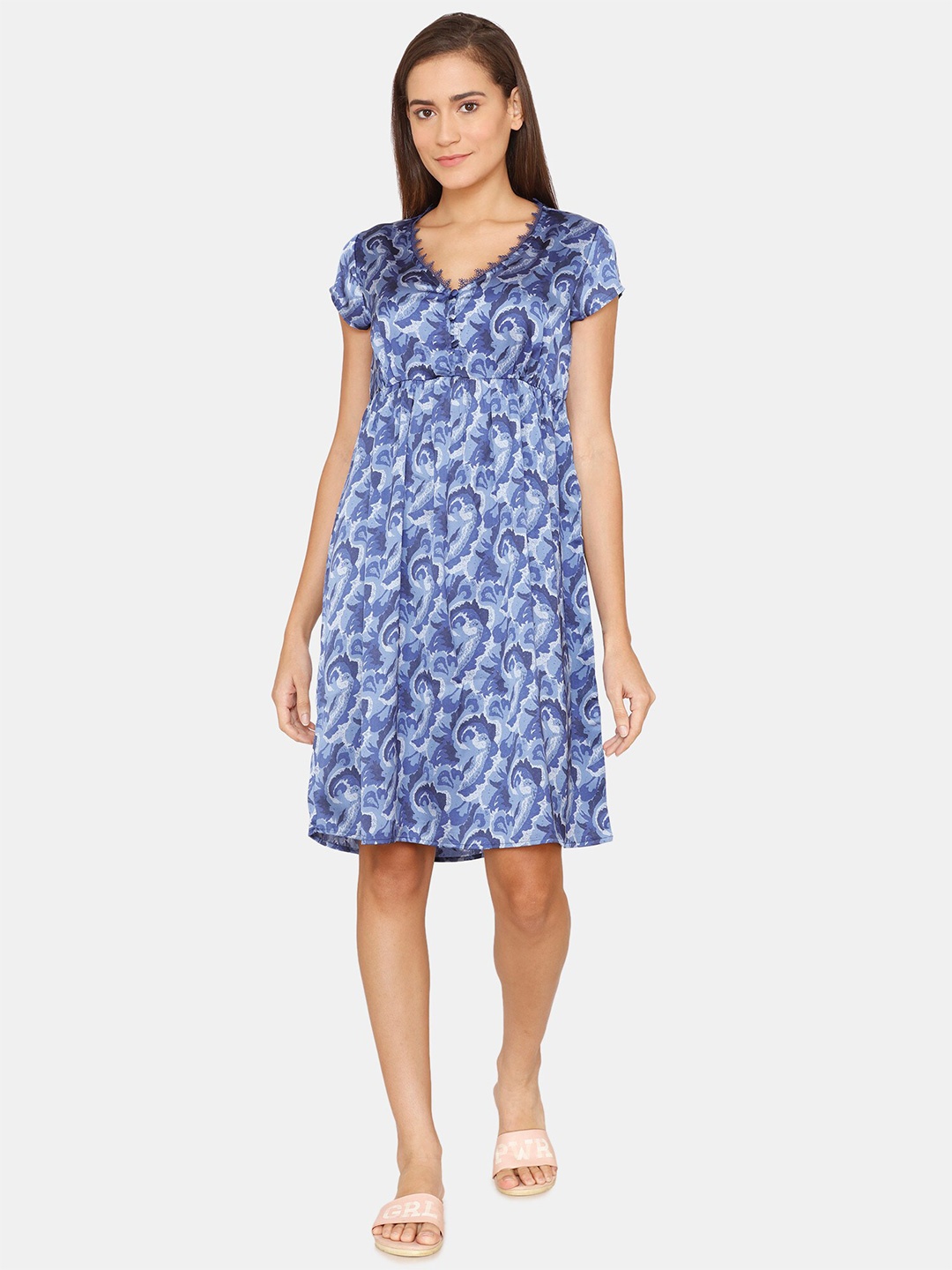 

Zivame Blue Printed Nightdress