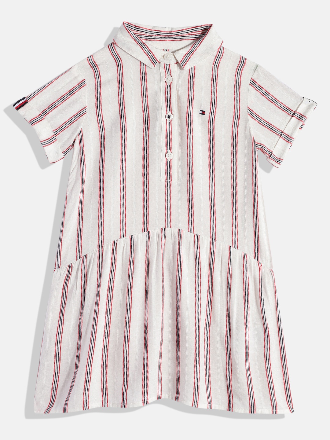 

Tommy Hilfiger Girls Striped Fit & Flare Dress, White