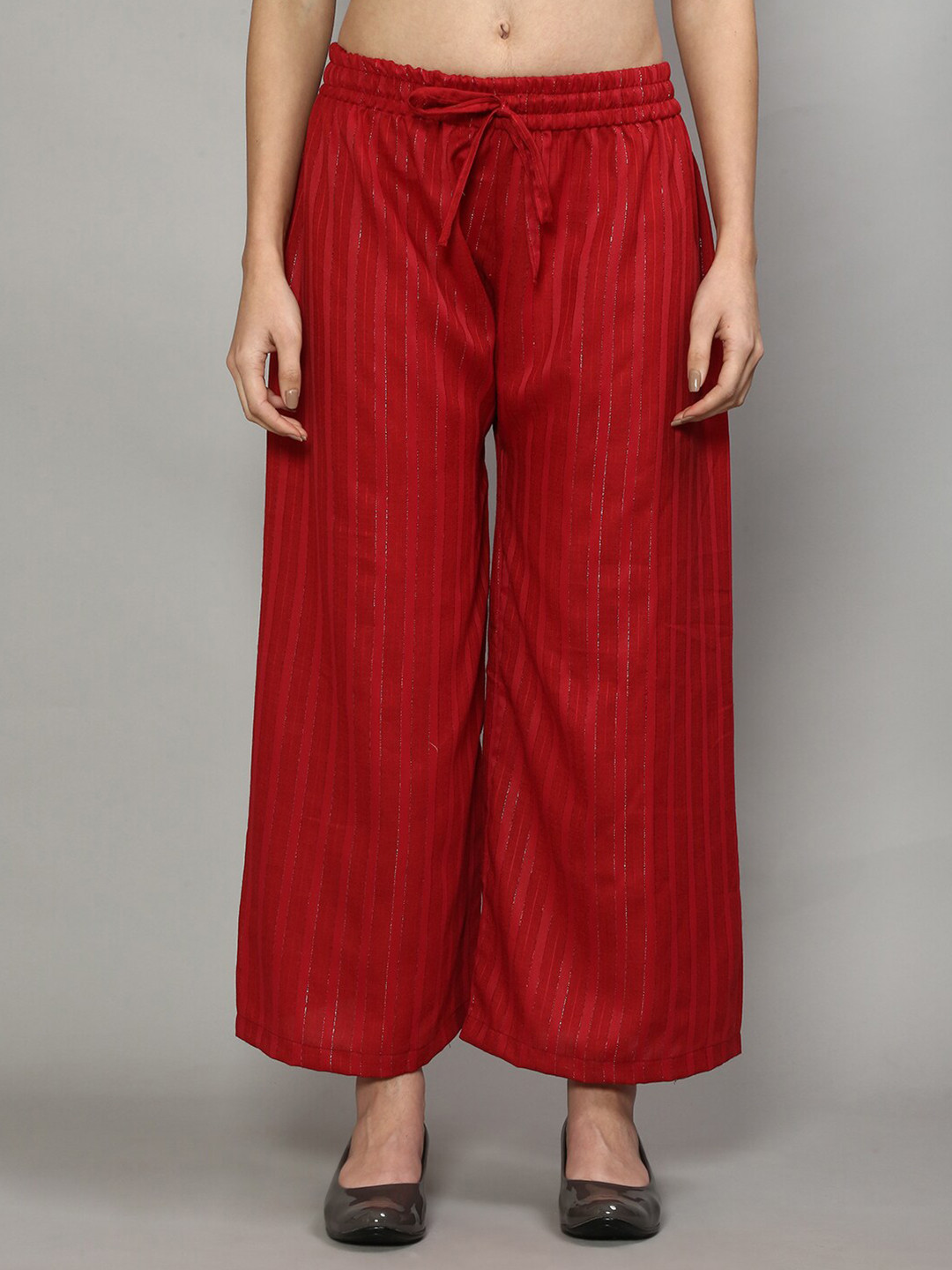 

GRACIT Women Maroon Striped Palazzos