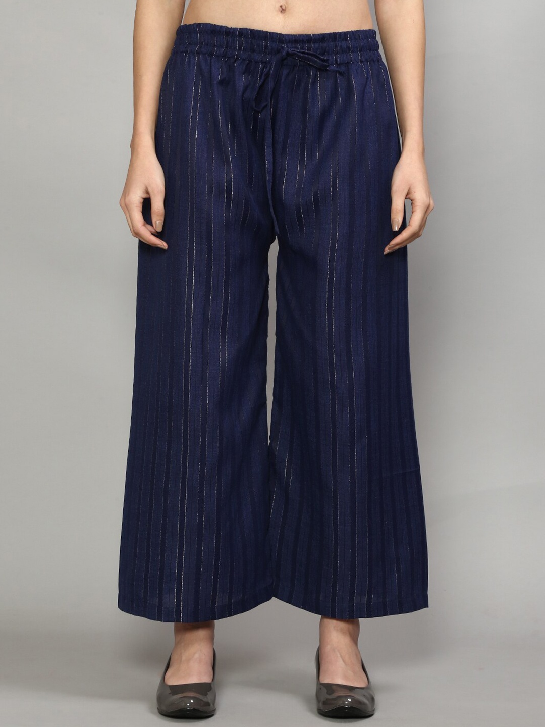 

GRACIT Women Navy Blue Striped Palazzos