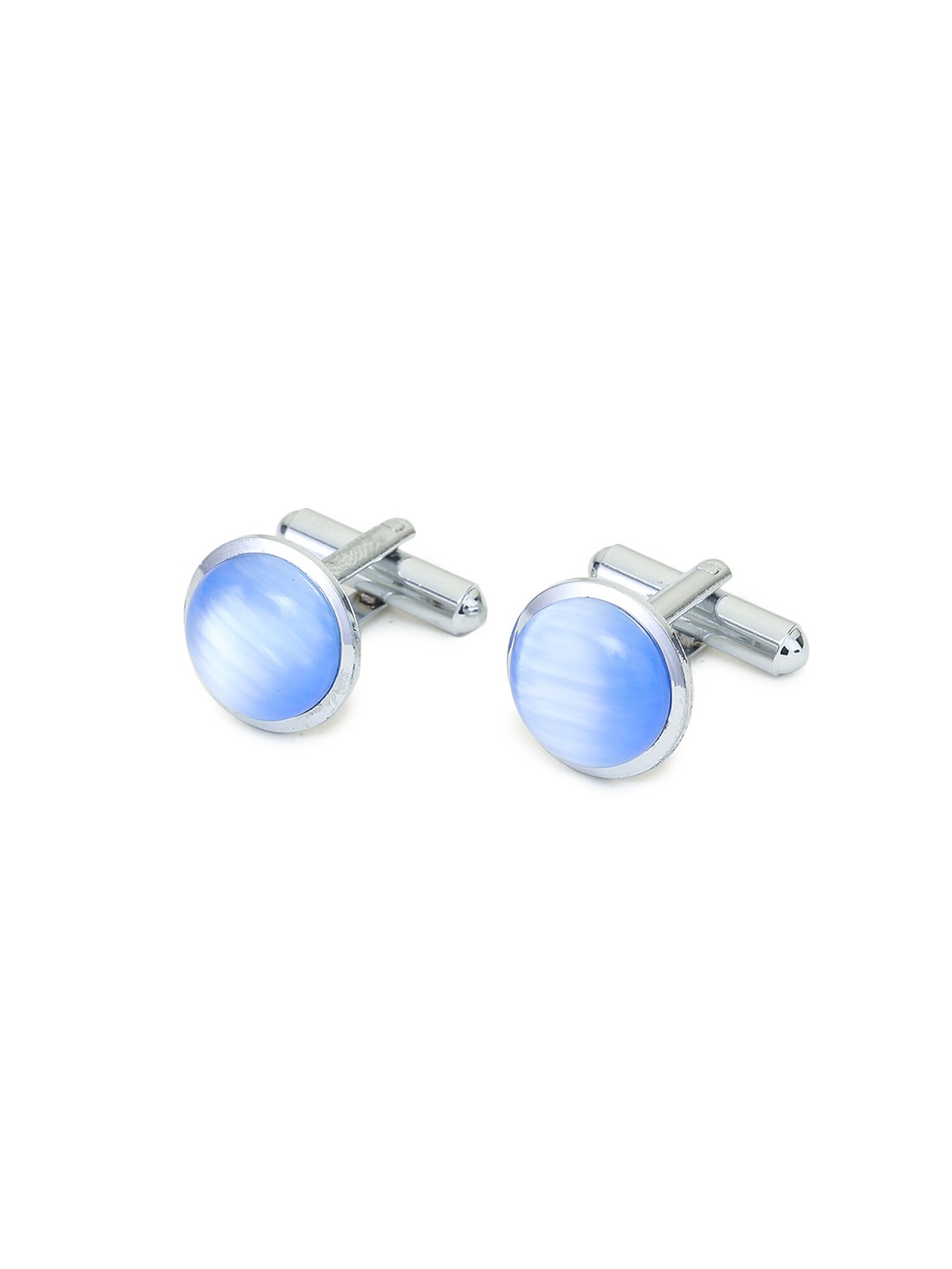 

ELLIS Blue & Silver-Toned Round Cufflink