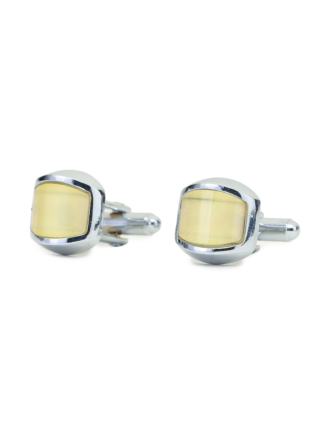

ELLIS Men Yellow & Silver Solid Geometric Cufflinks