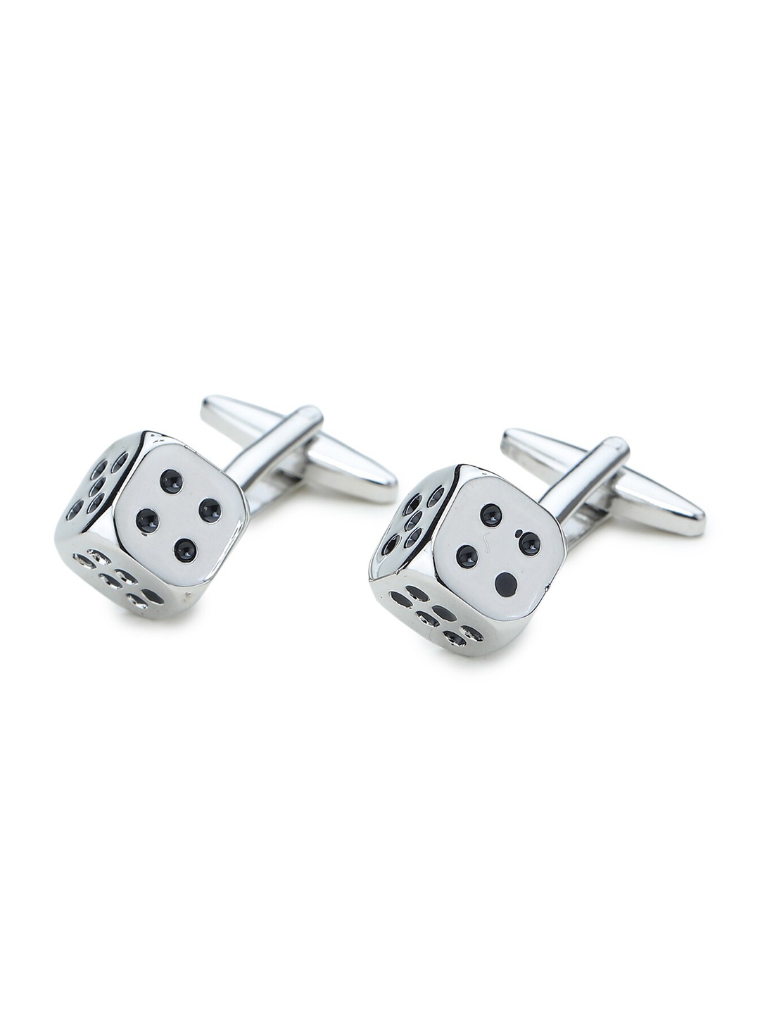 

ELLIS Silver-Toned & Black Square Dice Cufflink