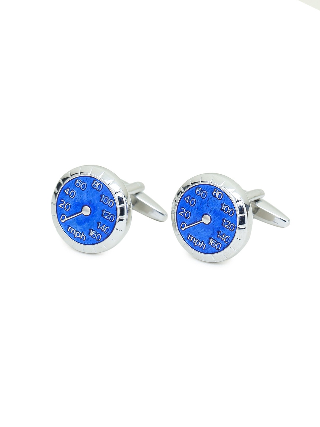 

ELLIS Men Blue & Silver Printed Round Cufflink