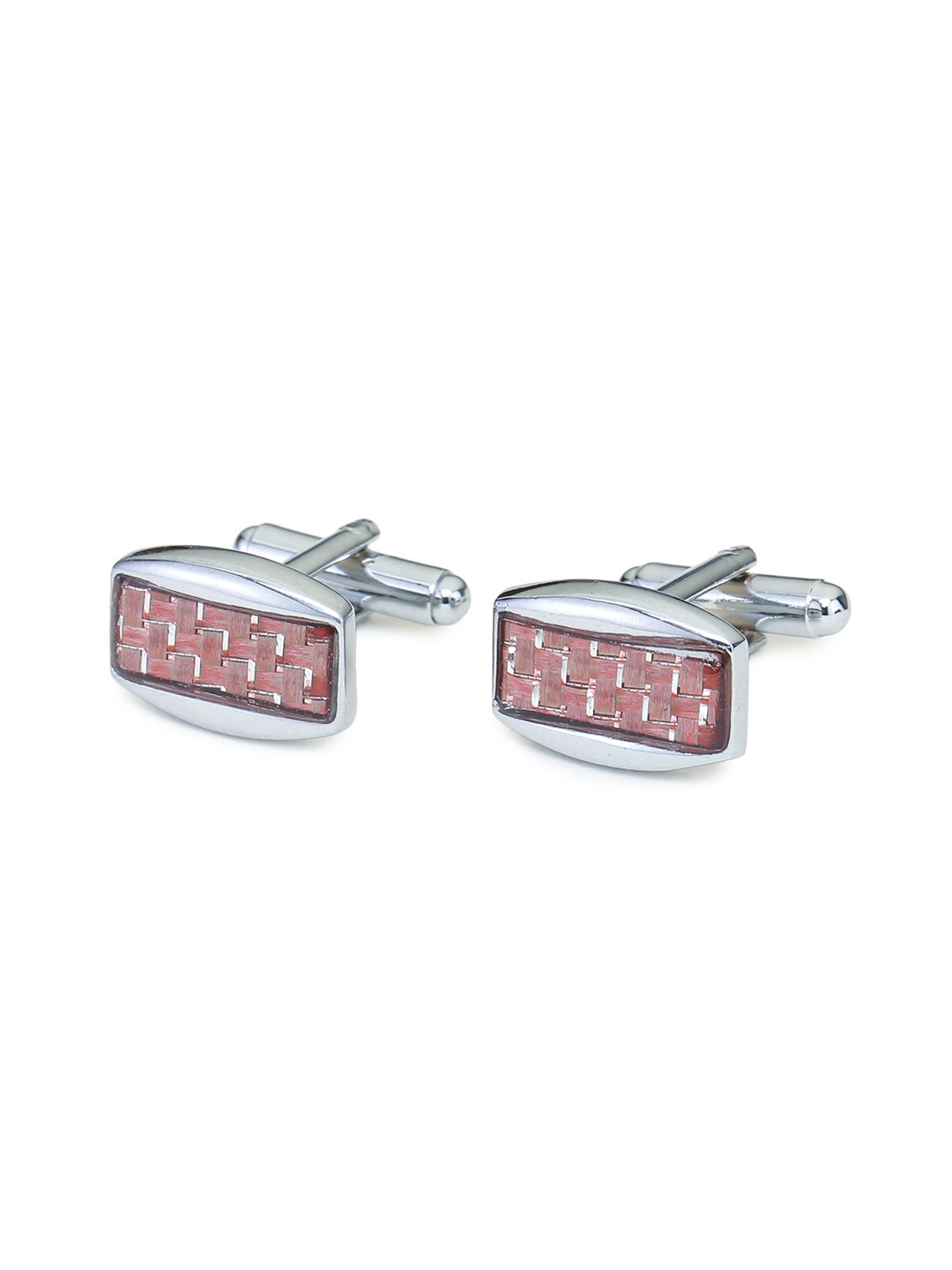 

ELLIS Silver-Toned & Maroon Cufflink