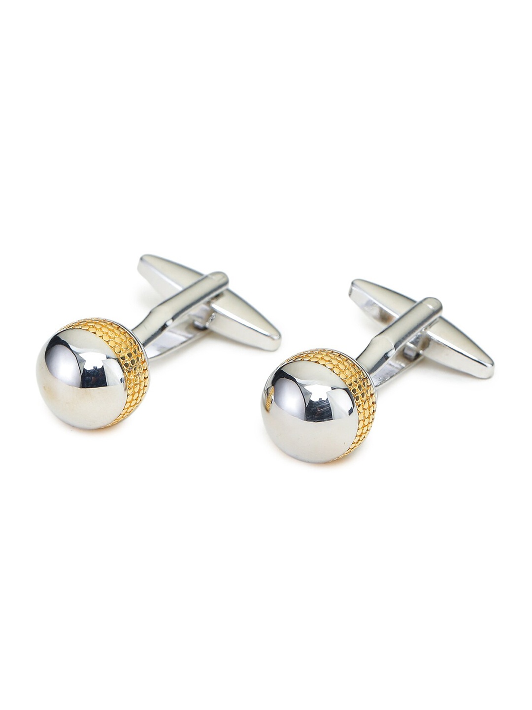 

ELLIS Men Silver-Toned Solid Round Cufflinks