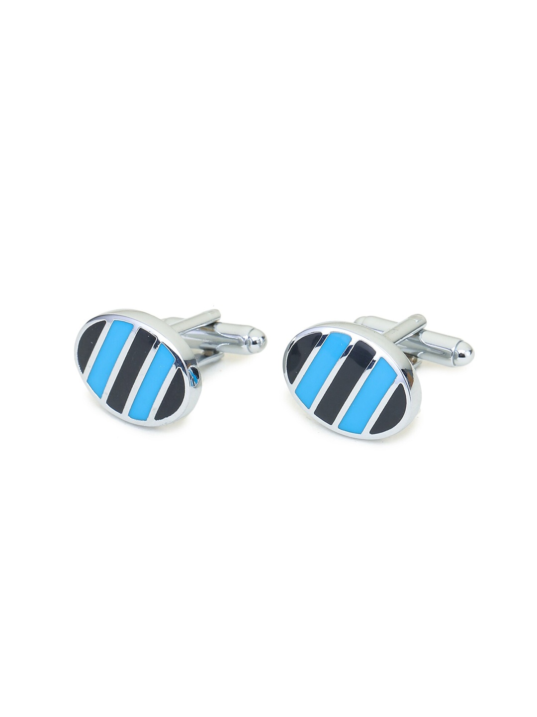 

ELLIS Men Black & Blue Oval Cufflink