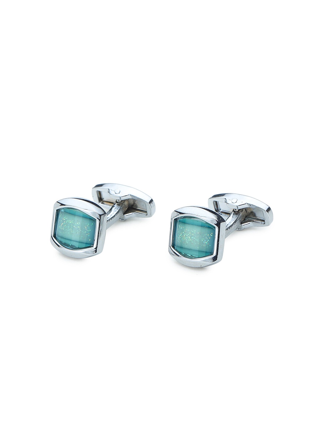 

ELLIS Turquoise Blue & Silver-Toned Square Cufflink