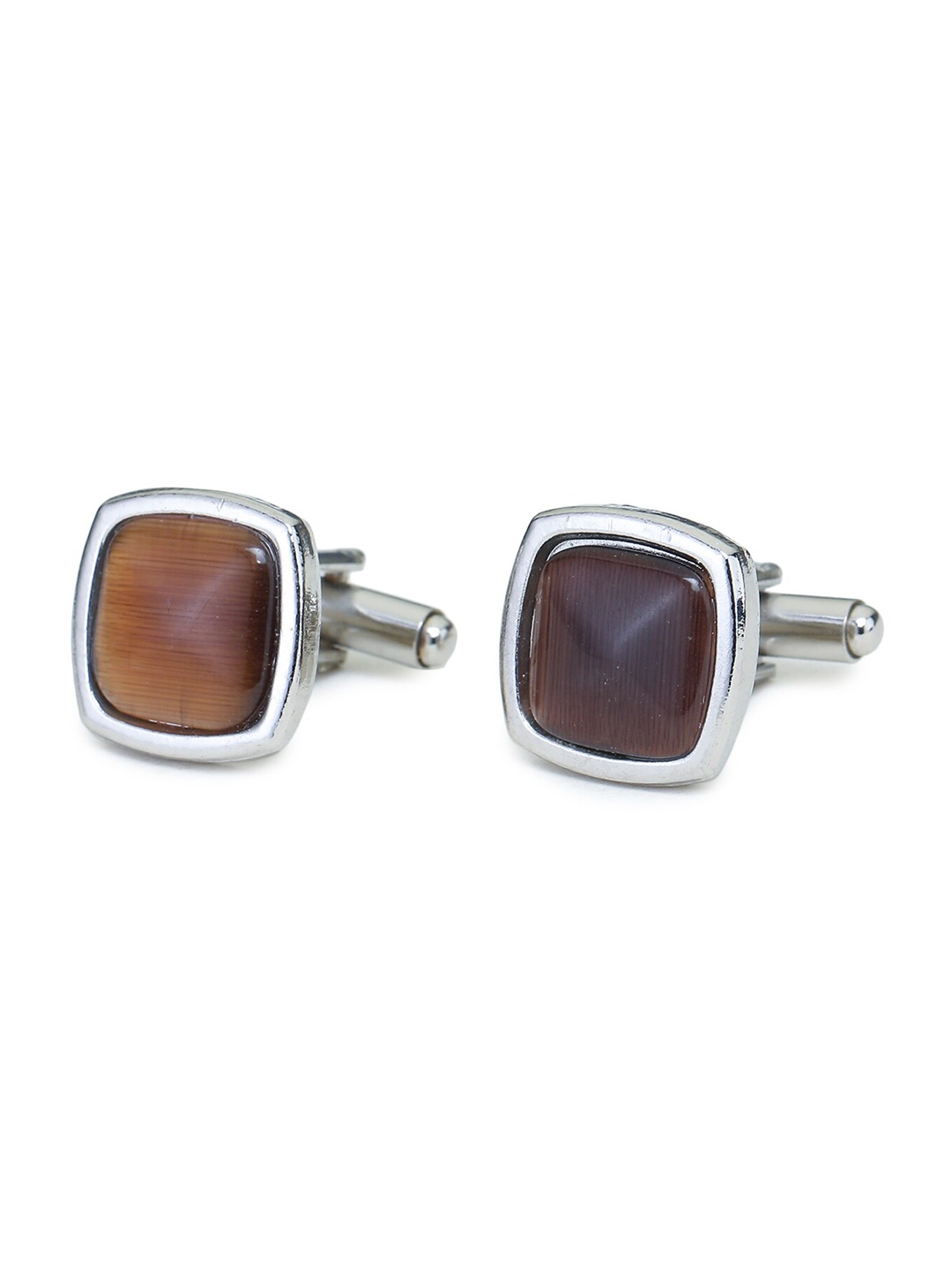 

ELLIS Men Brown & Silver-Toned Cufflink