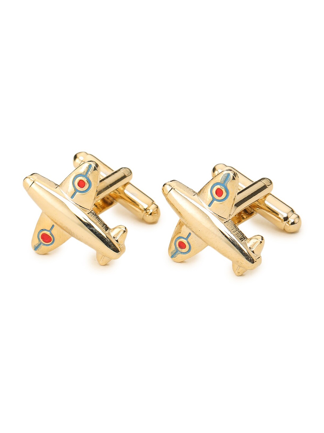 

ELLIS Men Gold-Toned & Red Airplane Cufflink