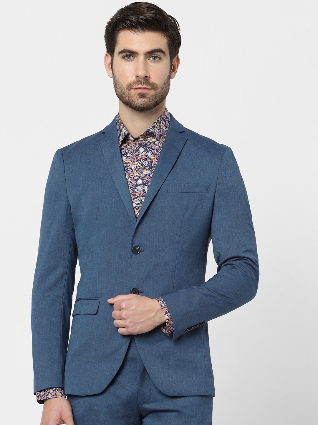 

SELECTED Men Blue Solid Slim Fit Single Breasted Blazer