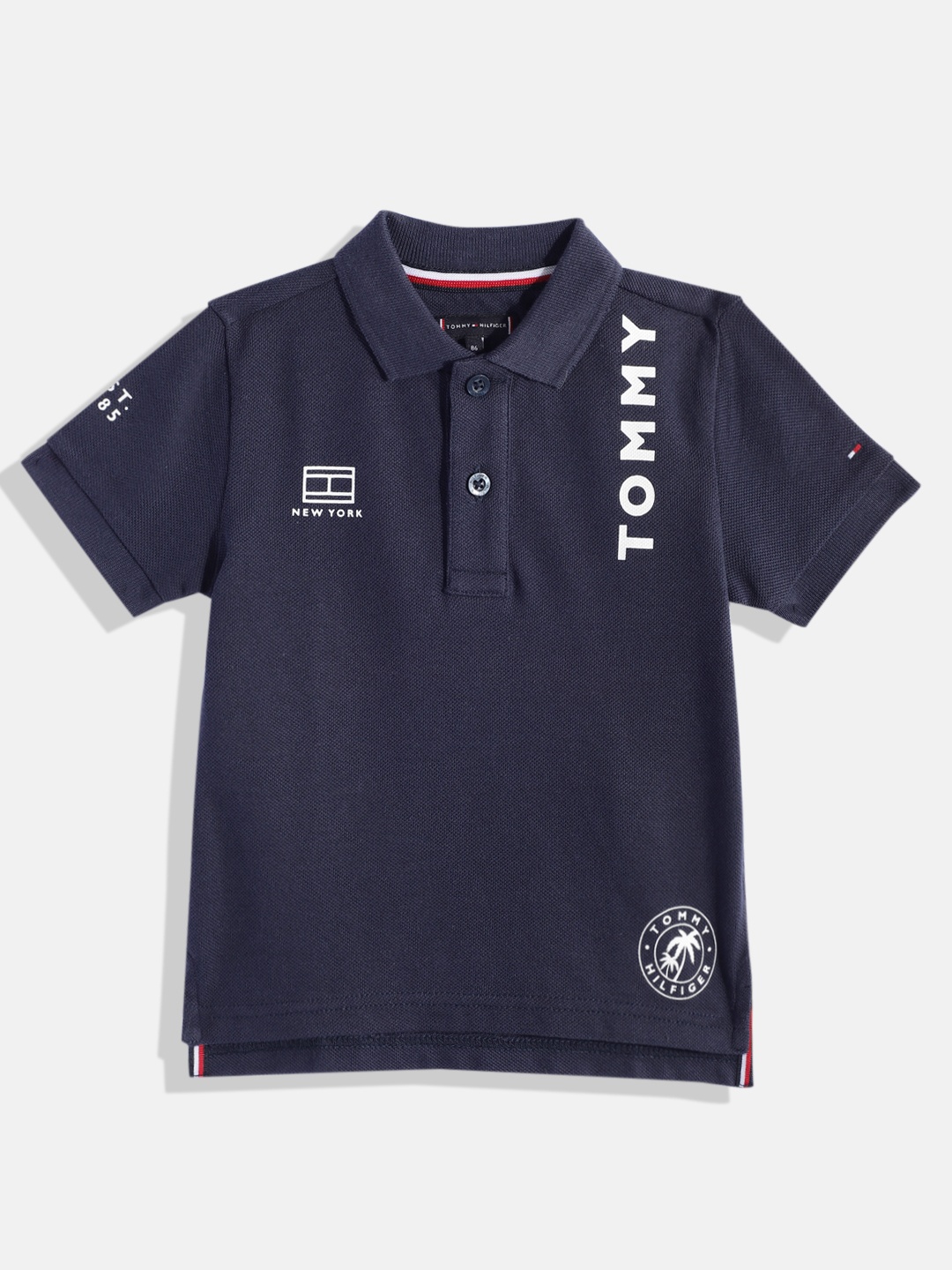 

Tommy Hilfiger Boys Brand Logo Printed Organic Cotton T-shirt, Navy blue