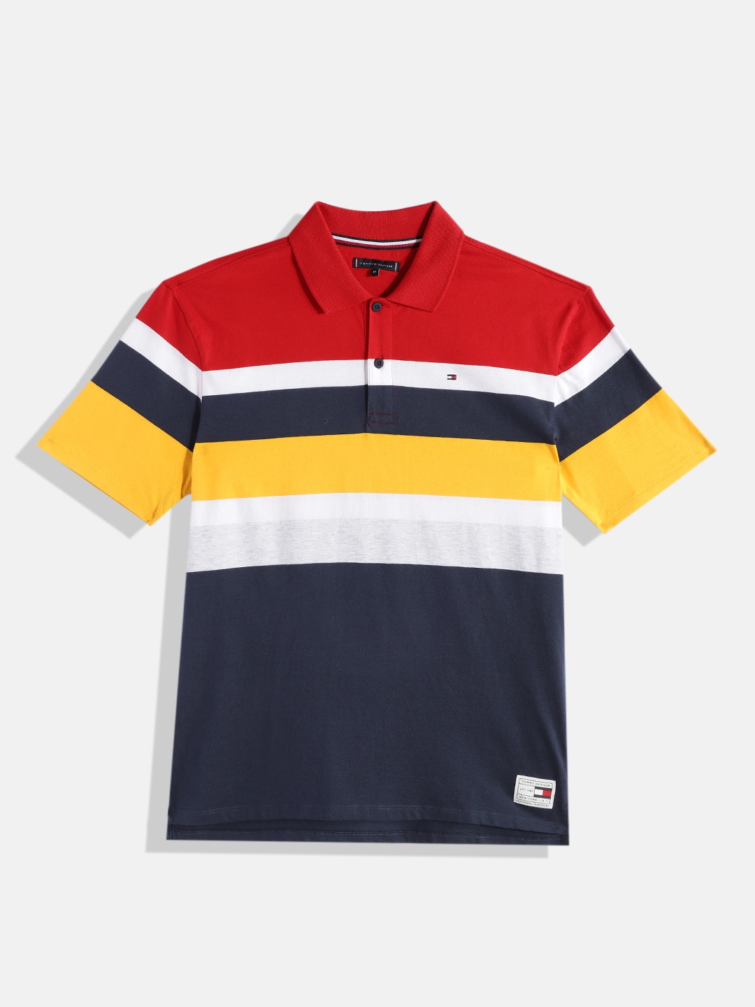 

Tommy Hilfiger Boys Multi Or Variegated Stripes Polo Collar Organic Cotton T-shirt, Navy blue