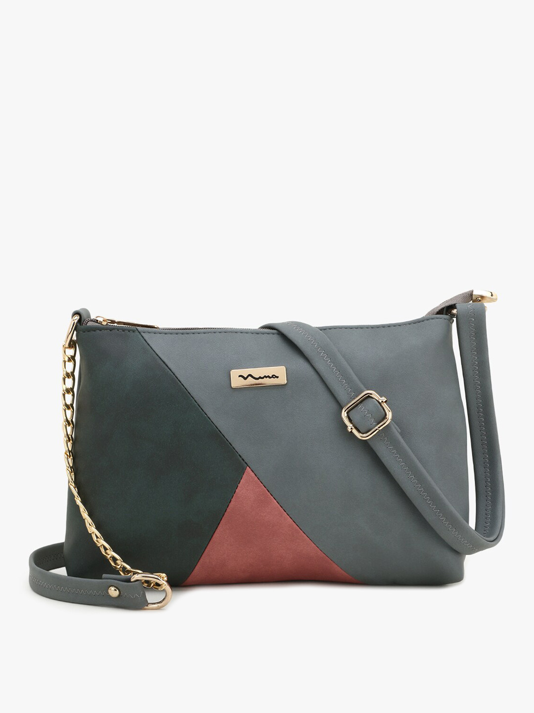 

SHINING STAR Grey Colourblocked PU Structured Sling Bag