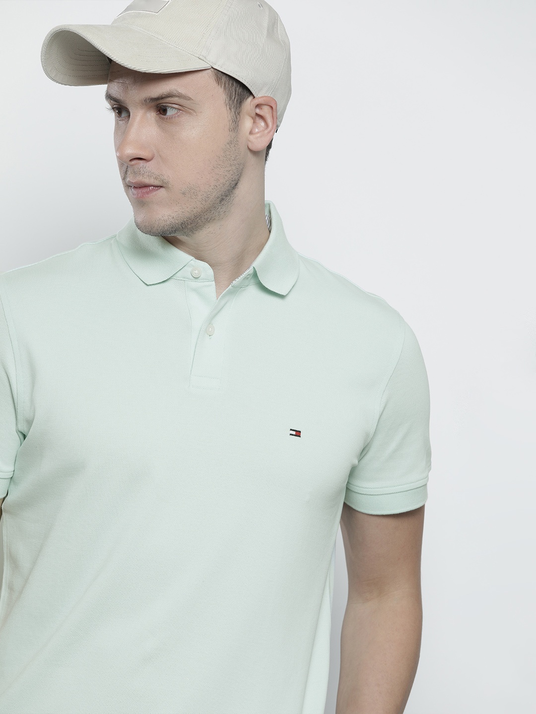 

Tommy Hilfiger Men Sea Green Polo Collar T-shirt