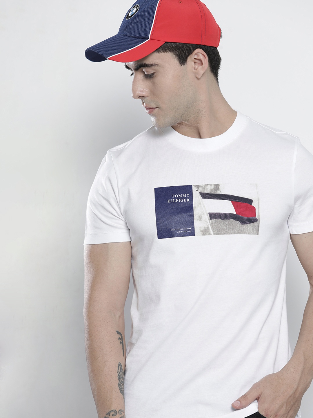 

Tommy Hilfiger Men White Printed Pure Cotton T-shirt