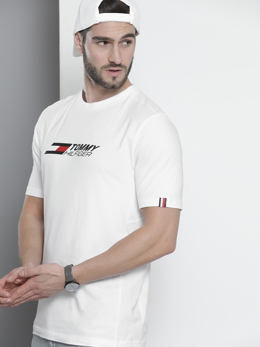 

Tommy Hilfiger Men White Brand Logo Printed T-shirt