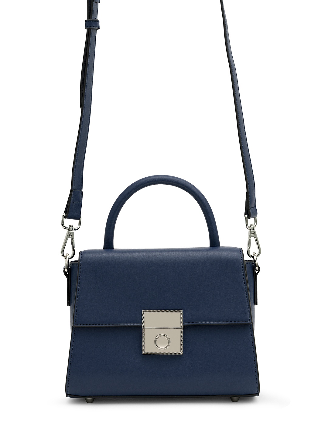 

MIRAGGIO Solid Structured Satchel, Navy blue
