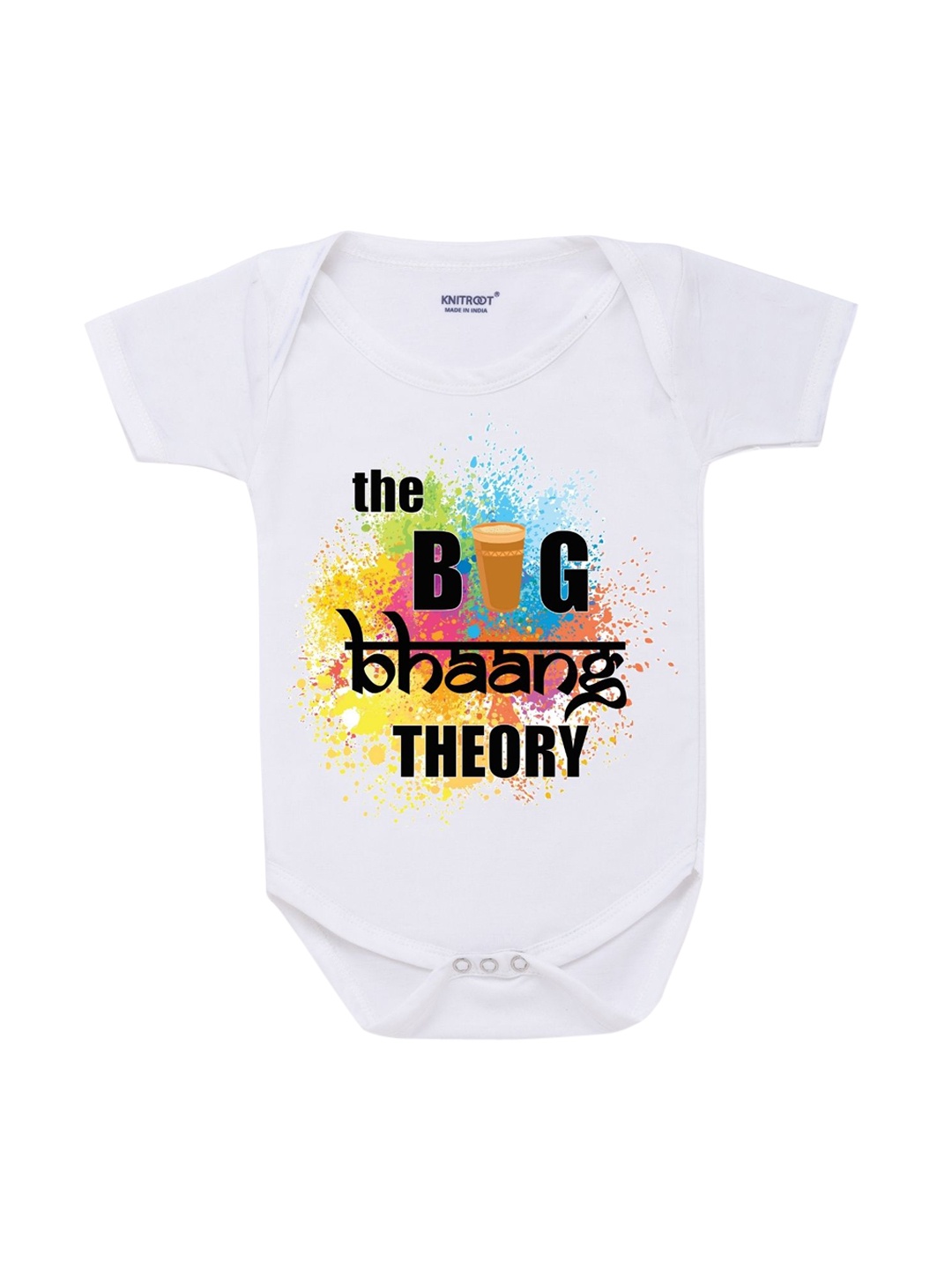 

KNITROOT Kids White & Black Printed Cotton Bodysuit