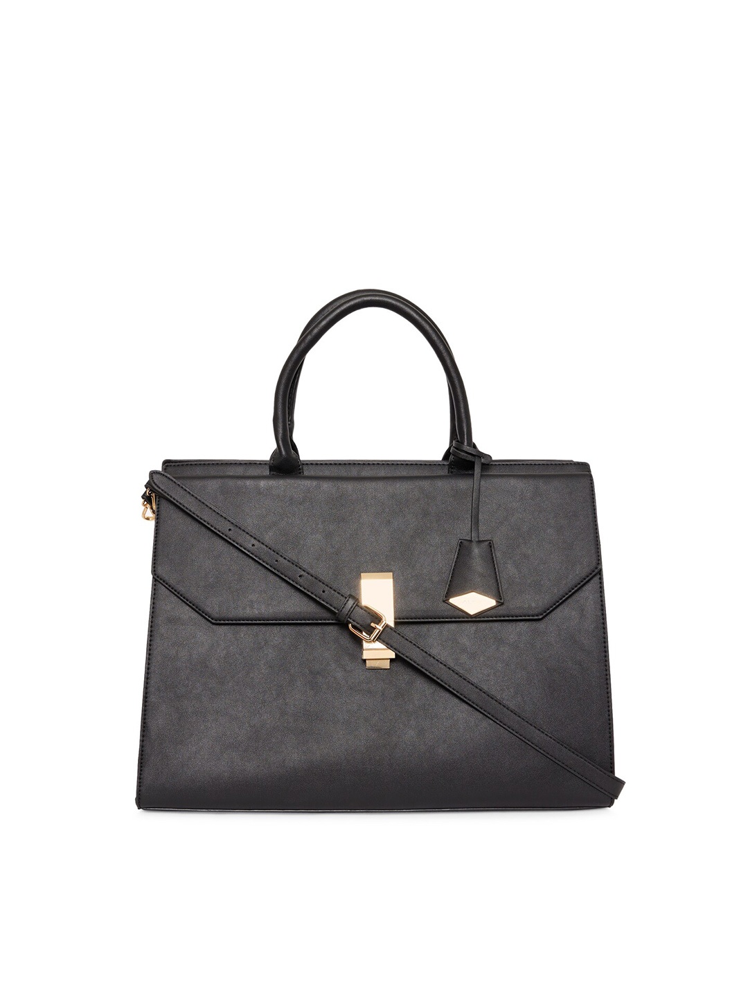 

ALDO Women Black Textured PU Laptop Bag