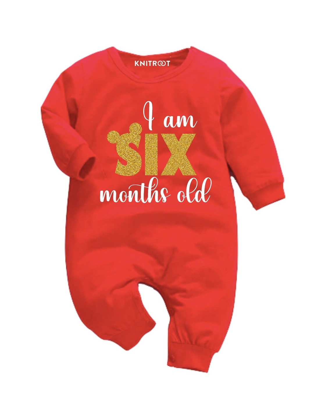 

KNITROOT Infant Kids Red Printed Cotton Romper