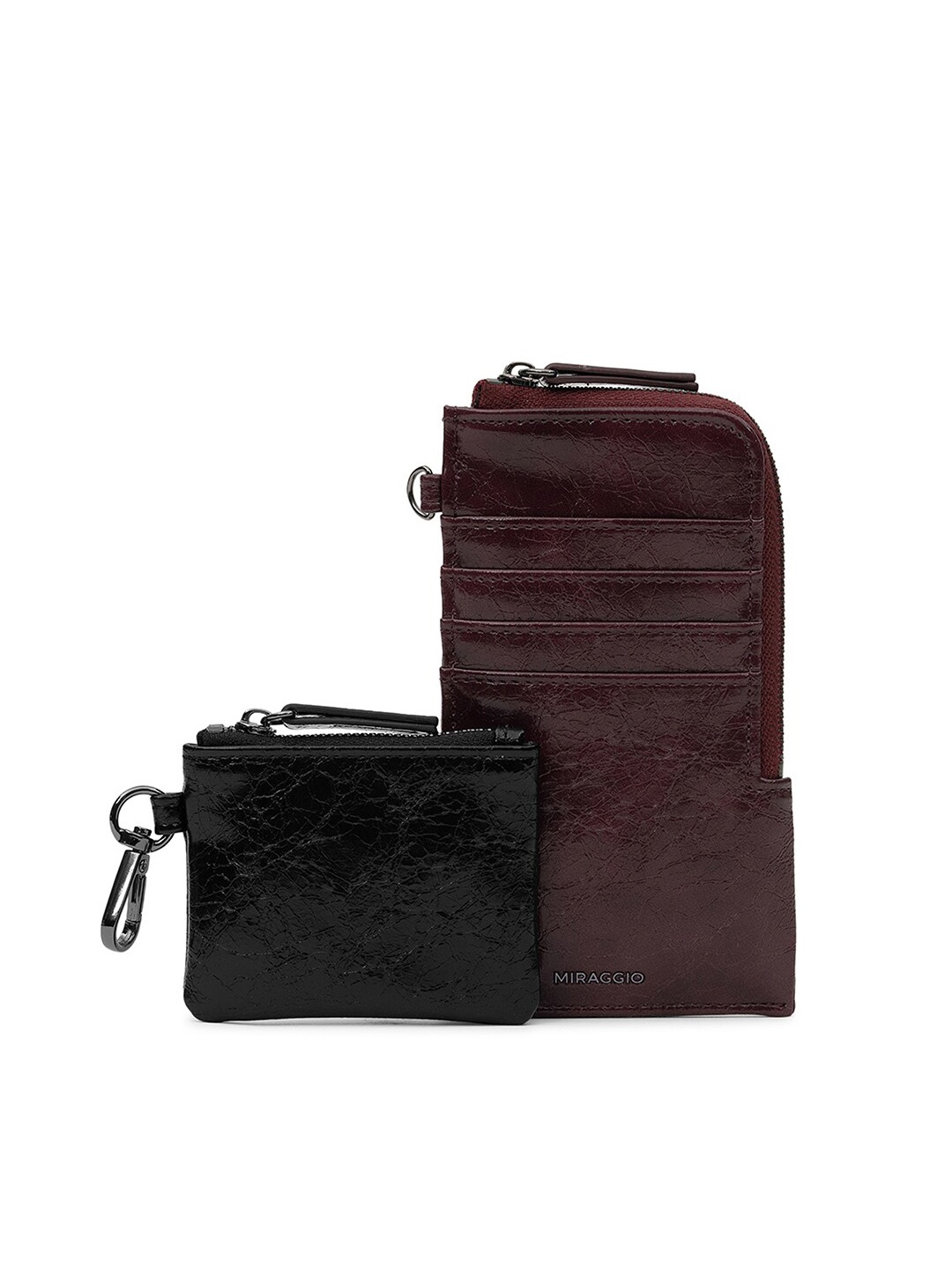 

MIRAGGIO Wine Textured Card Holder with Coin Pouch, Burgundy