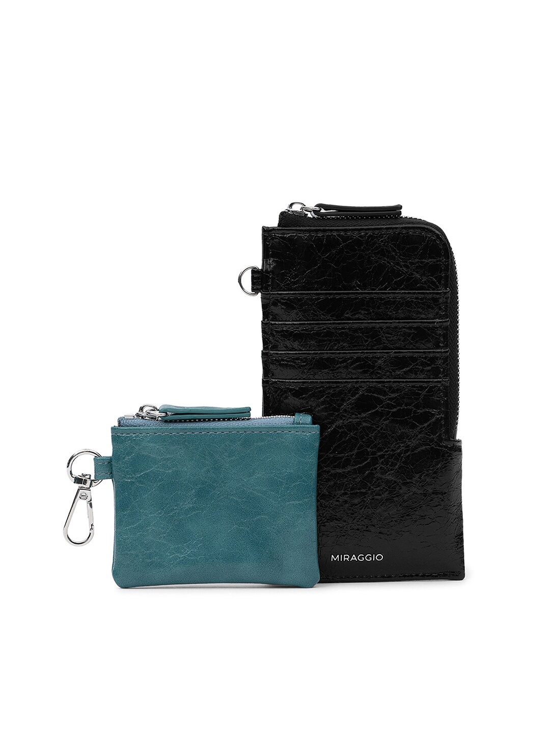 

MIRAGGIO Black Textured Card Holder with Coin Pouch